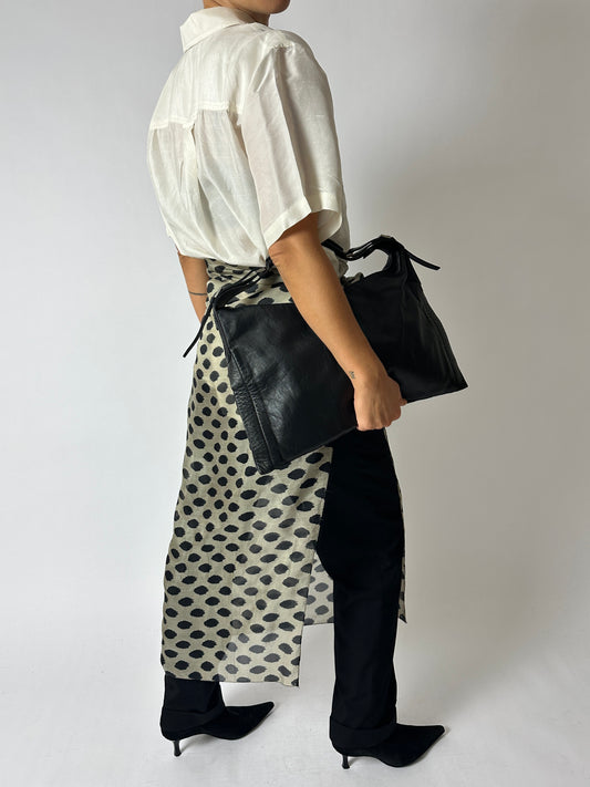 Silk dotted scarf | Grey / Black