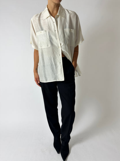 Boxy silk blouse | Off white