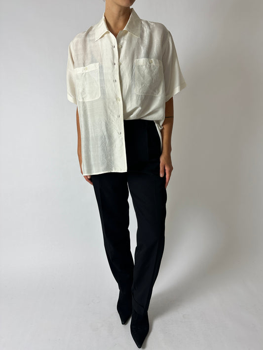 Boxy silk blouse | Off white
