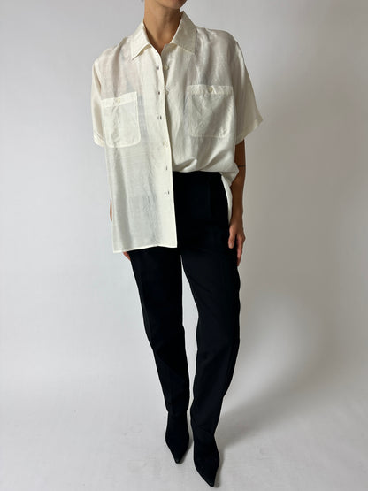 Boxy silk blouse | Off white