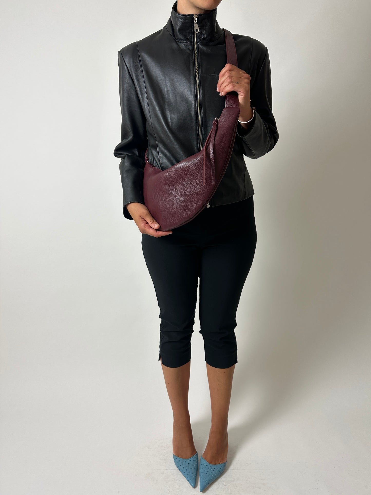 Leather crossbody bag | Bordeaux