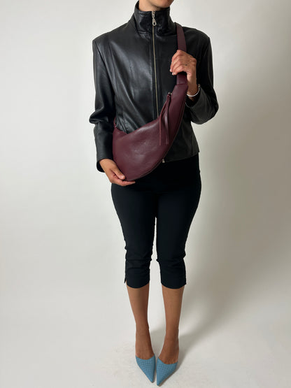 Leather crossbody bag | Bordeaux
