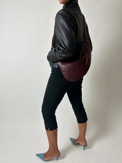 Cropped leather jacket | Black