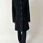 Long wool cashmere vintage black coat with large collar. A minimalistic statement piece for a modern timeless wardrobe