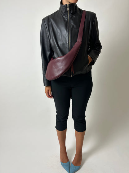 Cropped leather jacket | Black