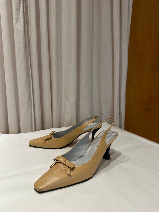 Leather slingback | Beige