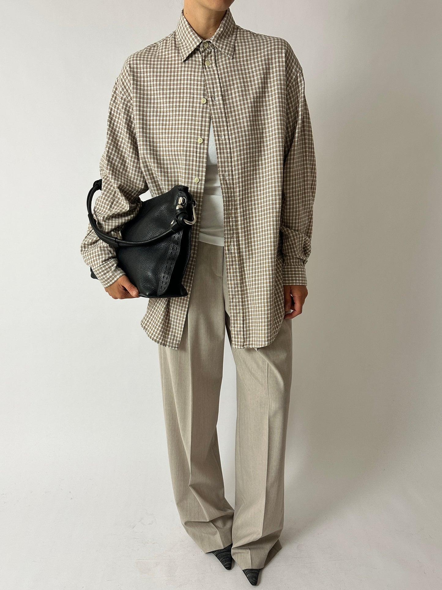 Flanel mini check shirt | Ecru / Off white