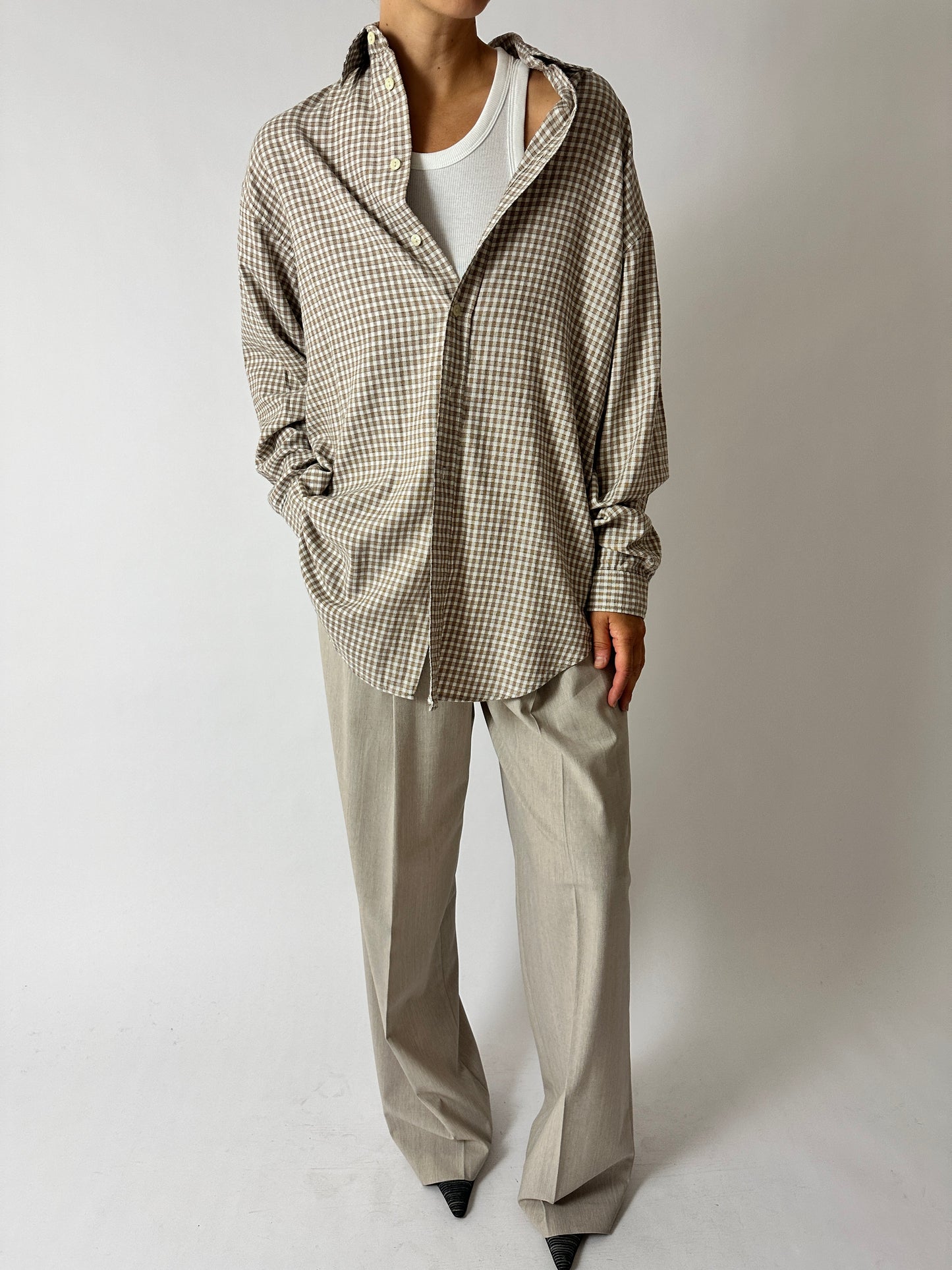 Flanel mini check shirt | Ecru / Off white