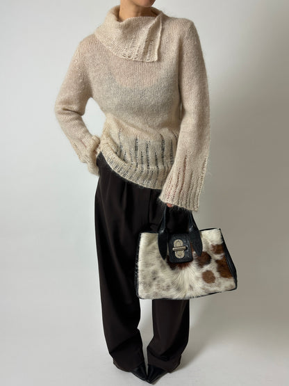 Open-knit mohair blend sweater | Cream