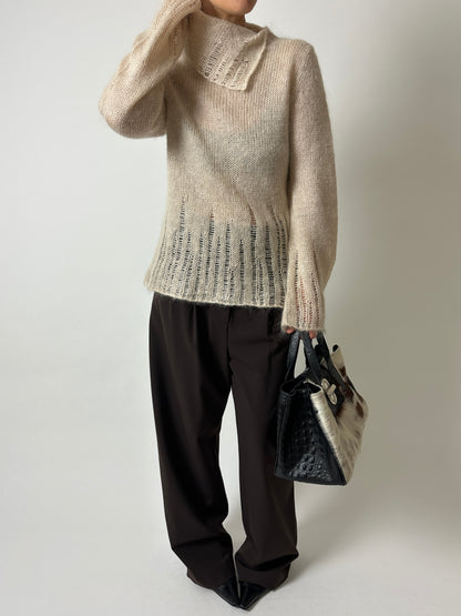 Open-knit mohair blend sweater | Cream