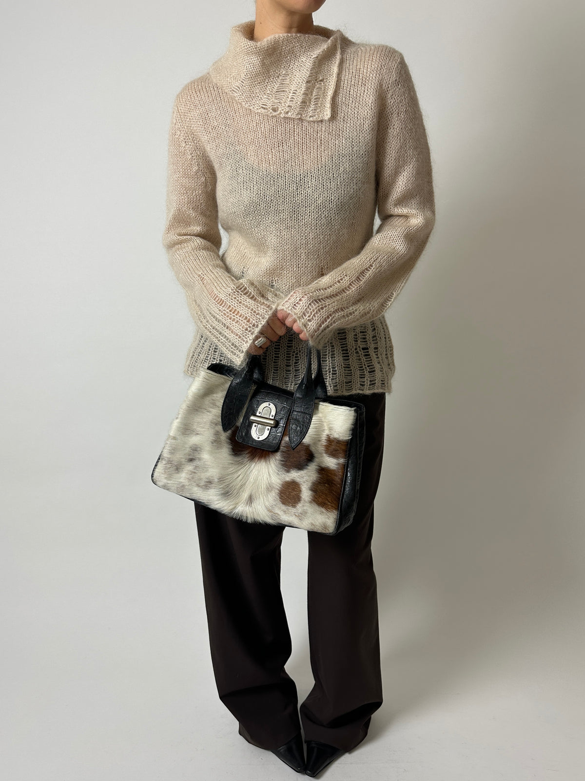 Open-knit mohair blend sweater | Cream