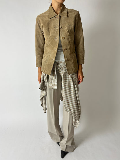 Suede relaxed jacket | Sand