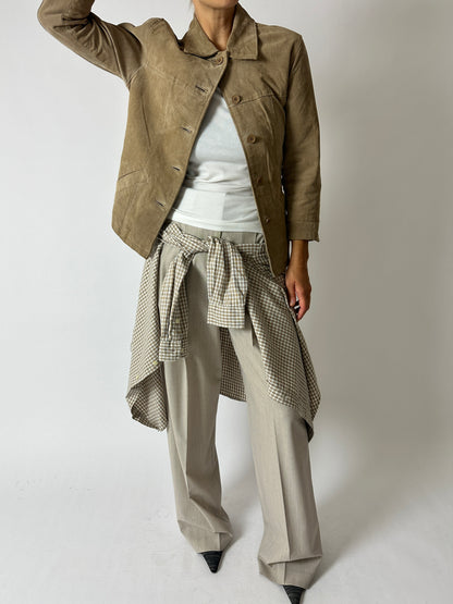 Suede relaxed jacket | Sand