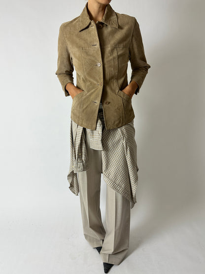 Suede relaxed jacket | Sand