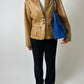 Leather fitted blazer | Caramel