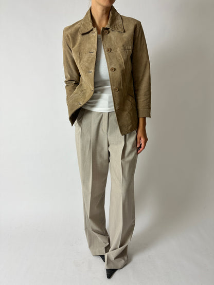 Suede relaxed jacket | Sand