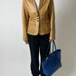 Leather fitted blazer | Caramel