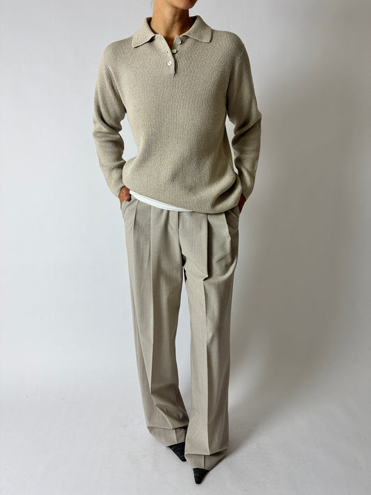Knitted polo | Ecru