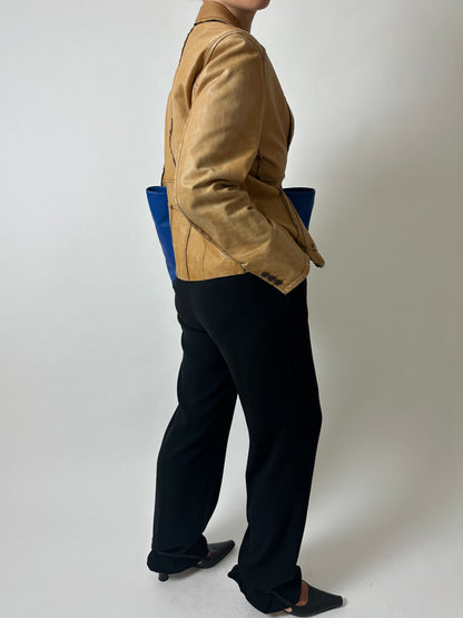 Arma Leather fitted blazer | Caramel