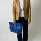 Leather fitted blazer | Caramel