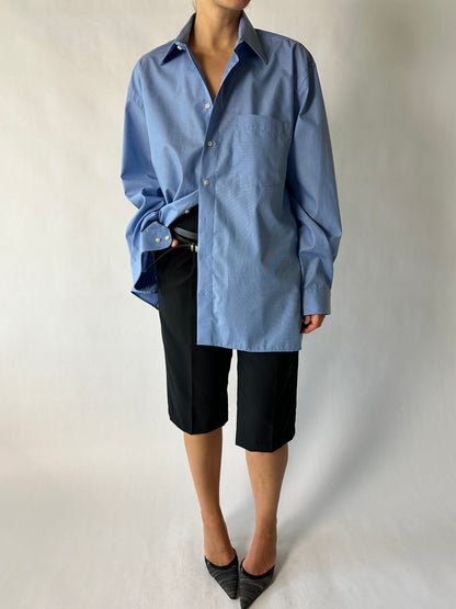 Oversized cotton shirt | Blue