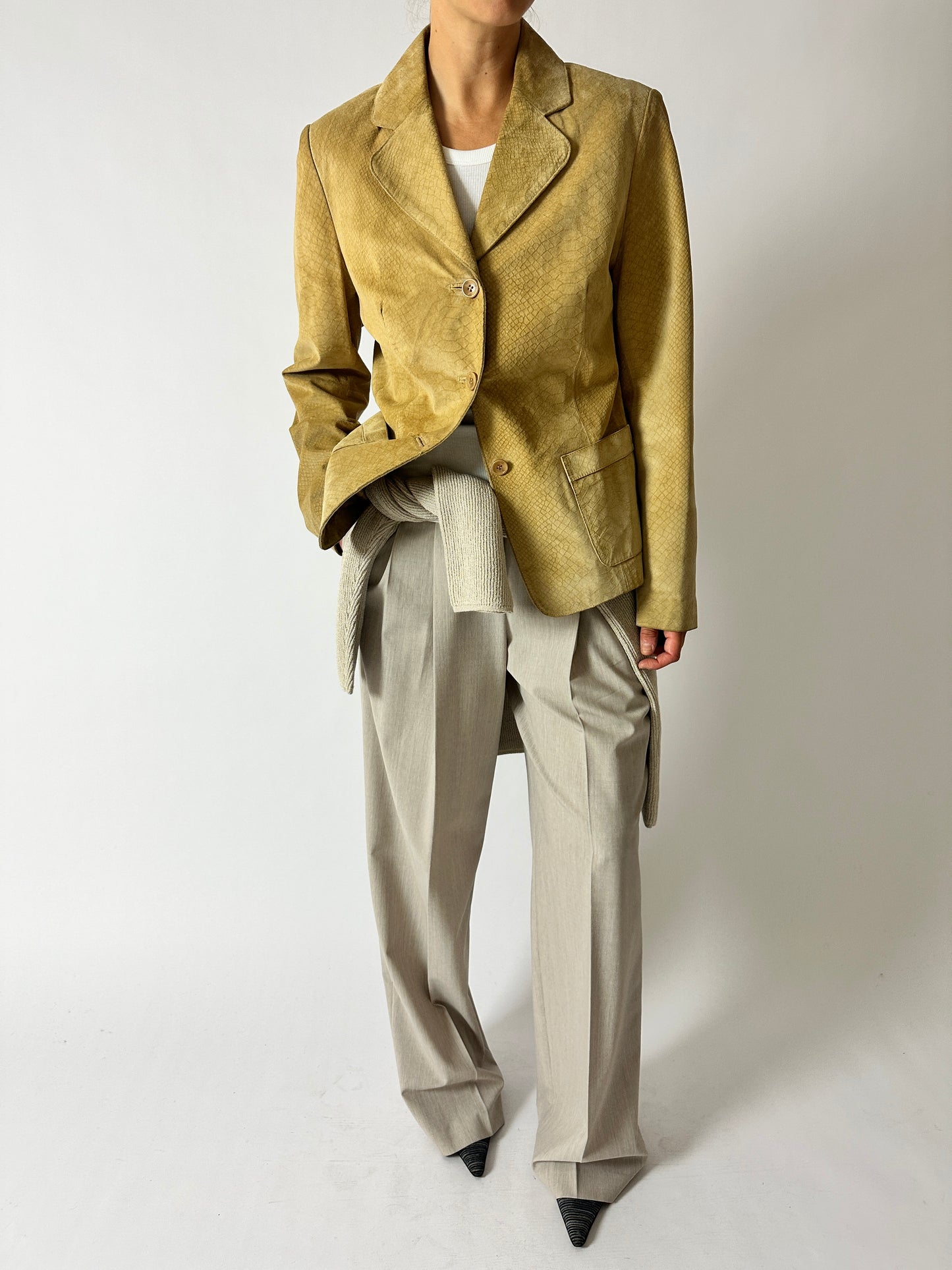 Suede croc blazer | Dark Butter