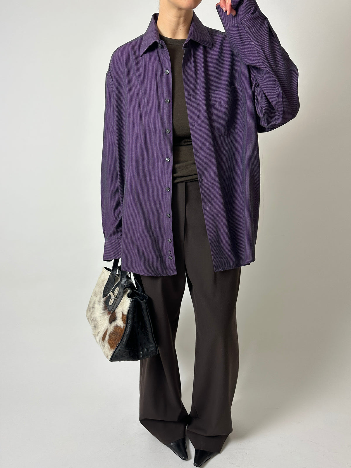 Relaxed fit striped shirt | Purple