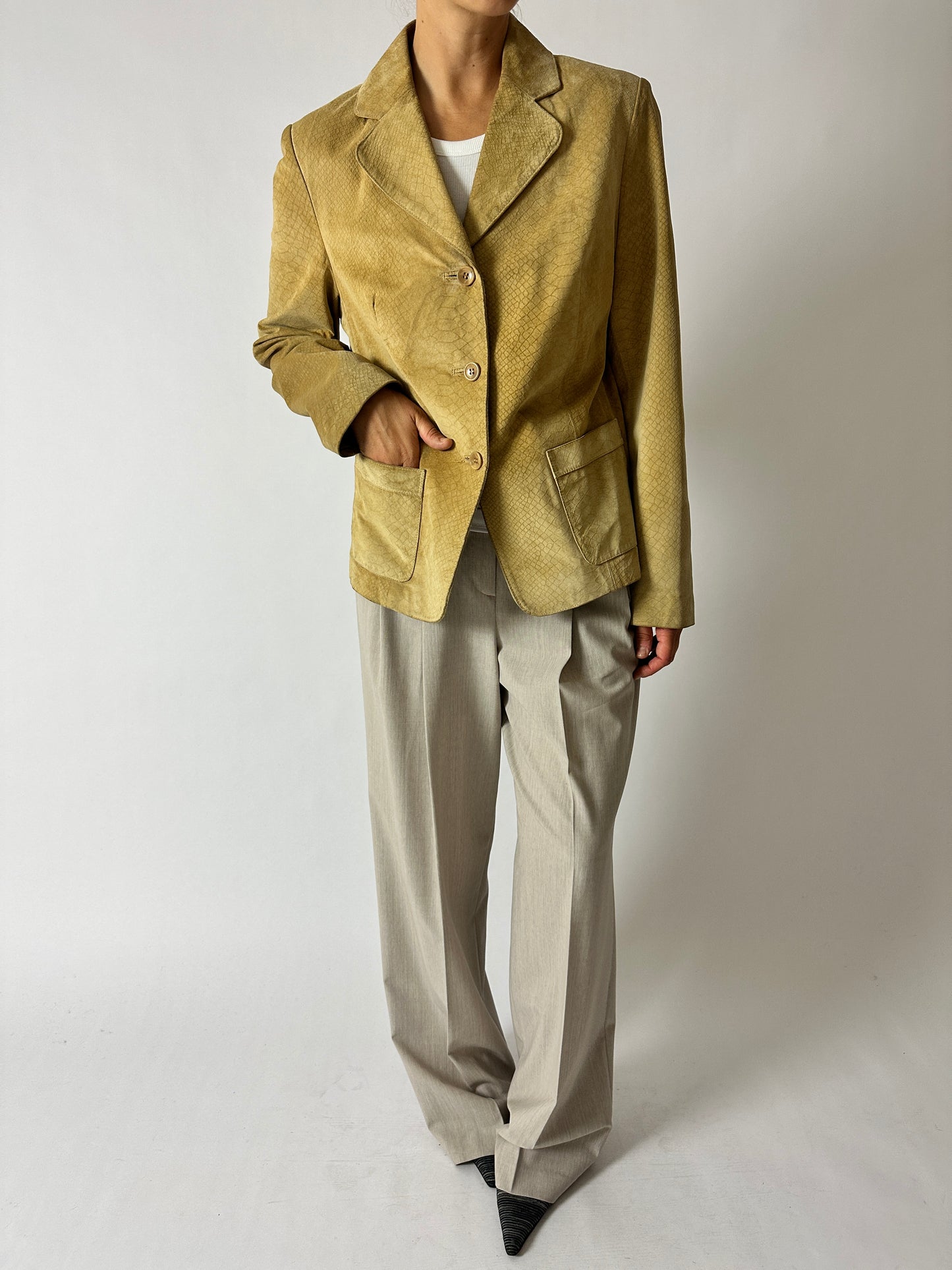 Suede croc blazer | Dark Butter