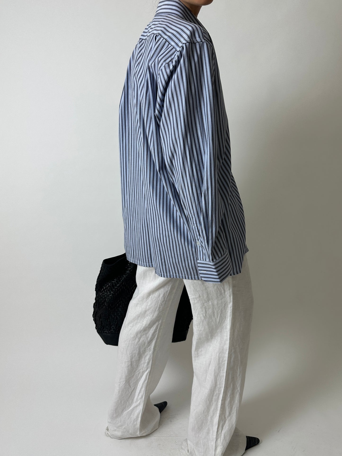 Striped cotton shirt | Blue / Black / White