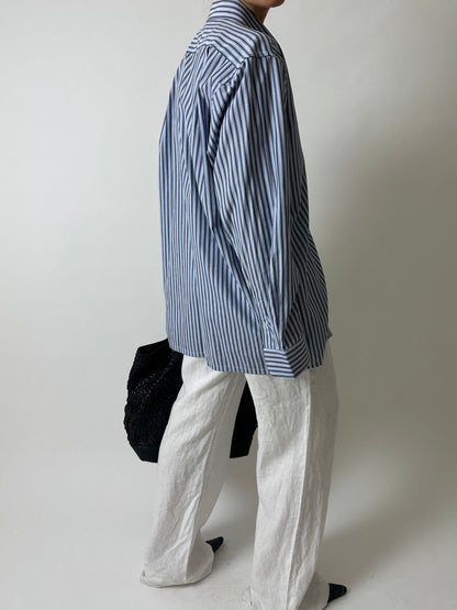 Striped cotton shirt | Blue / Black / White