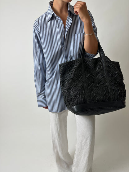 Striped cotton shirt | Blue / Black / White