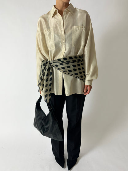 Silk dotted scarf | Grey / Black