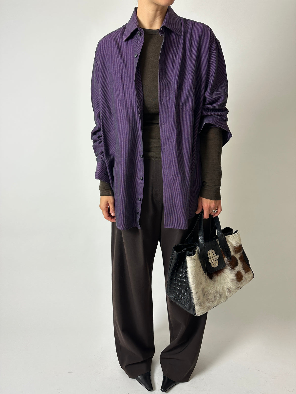 Relaxed fit striped shirt | Purple