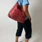 Leather tote bag | Bright red