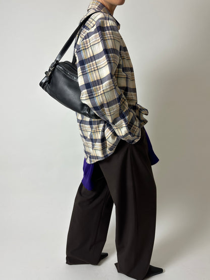 Flanel checked shirt | Ecru / Purple