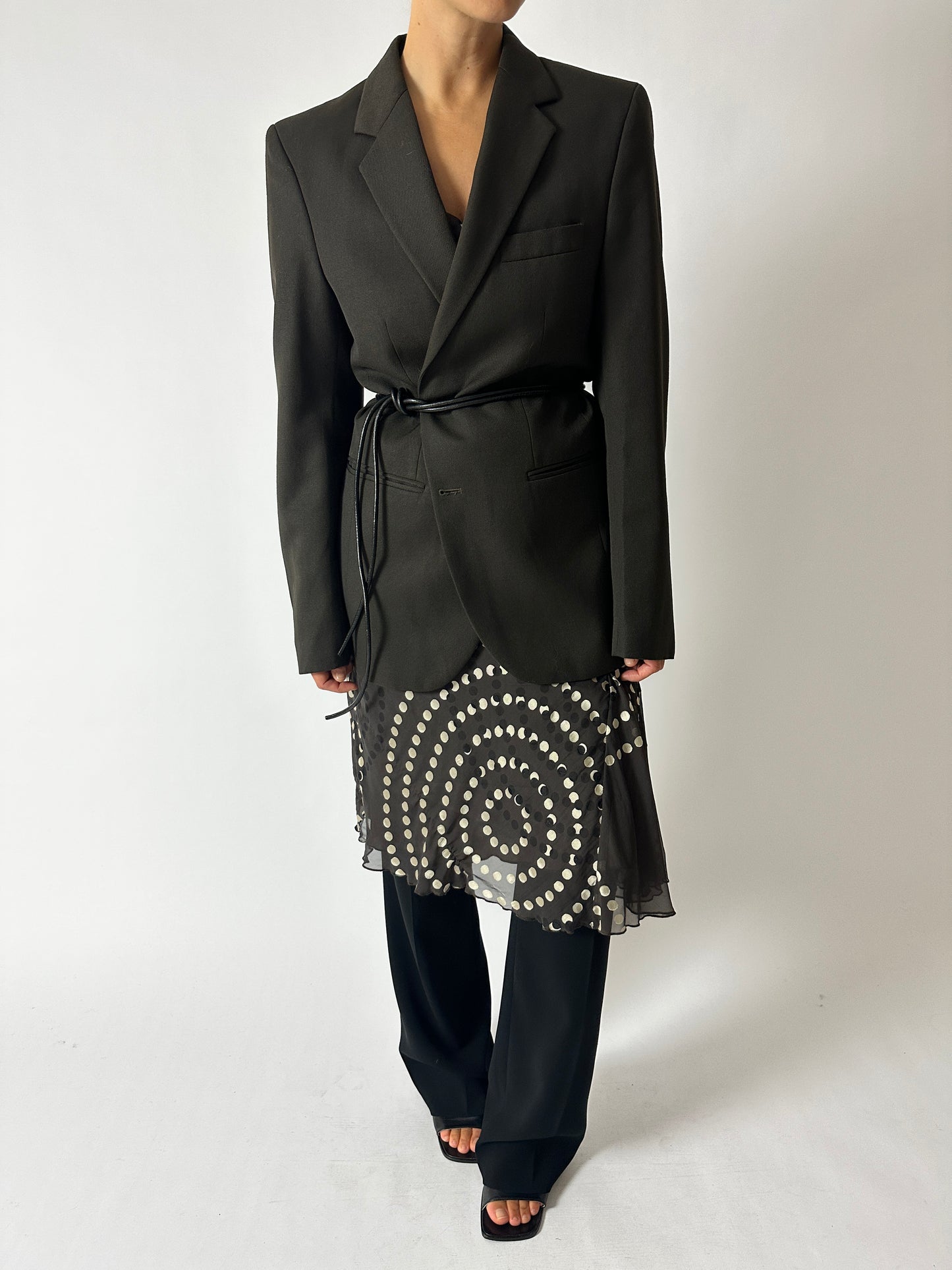 Sheer dot dress | Brown