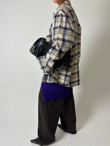 Flanel checked shirt | Ecru / Purple