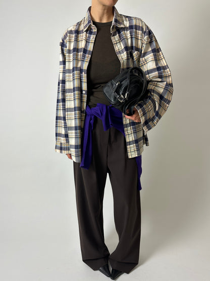 Flanel checked shirt | Ecru / Purple