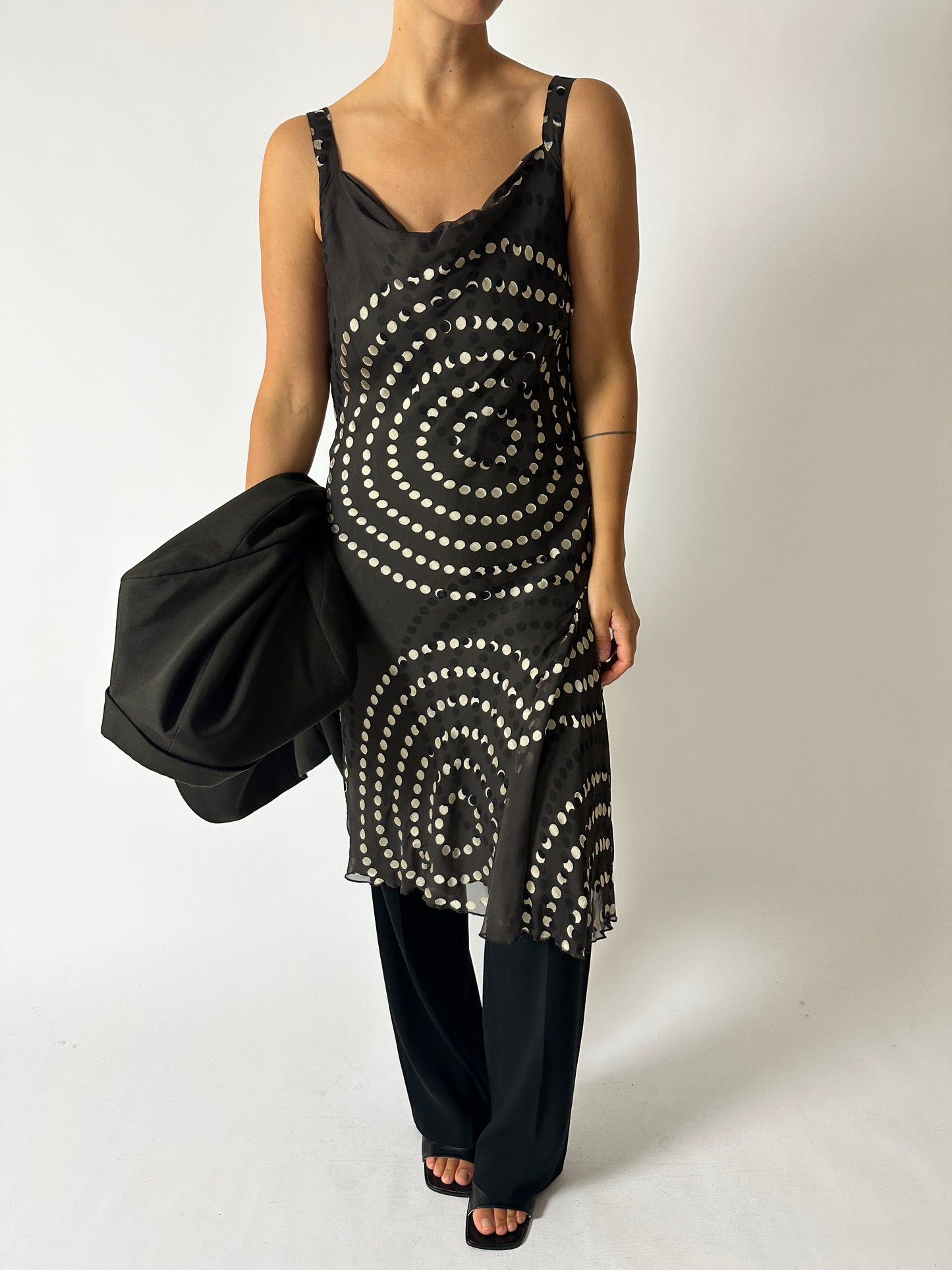 Sheer dot dress | Brown
