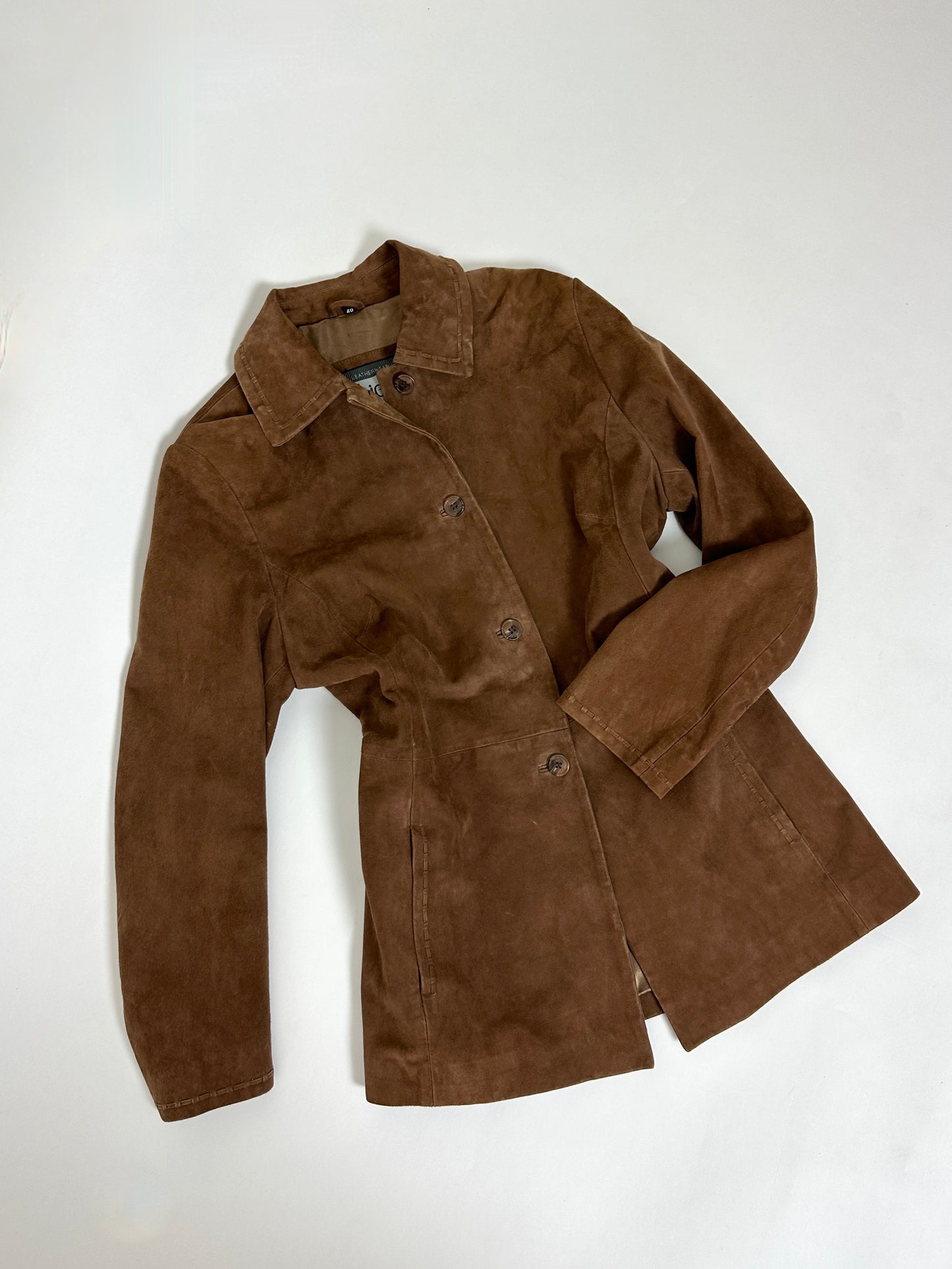 Suede relaxed jacket | Brown