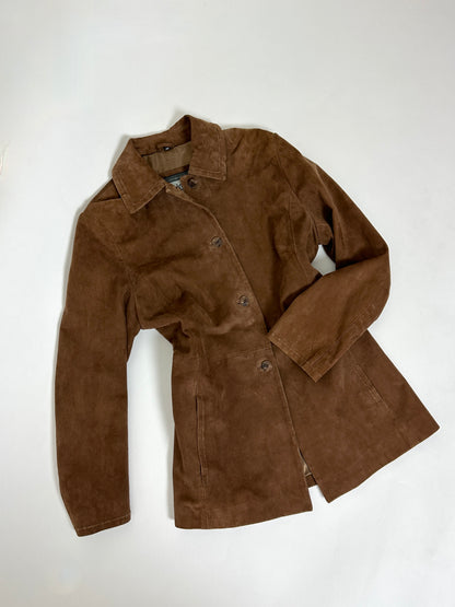 Suede relaxed jacket | Brown