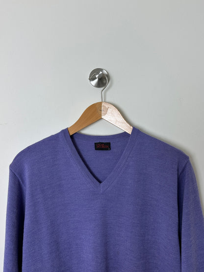 Wool v-neck sweater | Purple