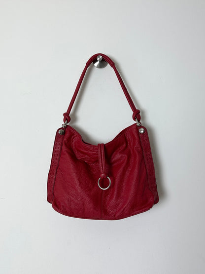 Leather shoulder bag | Red