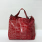 Leather tote bag | Bright red