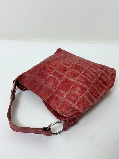Leather tote bag | Bright red