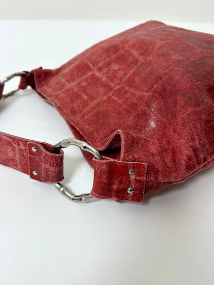 Leather tote bag | Bright red