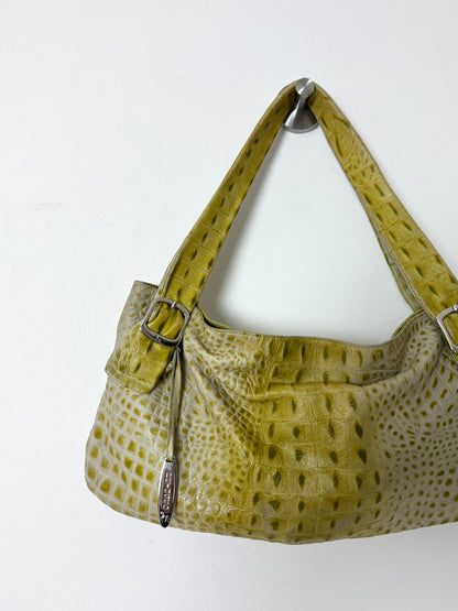 Croc embossed leather bag | Toxic green