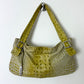 Croc embossed leather bag | Toxic green
