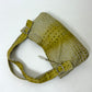 Croc embossed leather bag | Toxic green