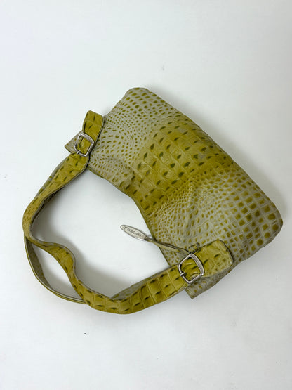 Croc embossed leather bag | Toxic green